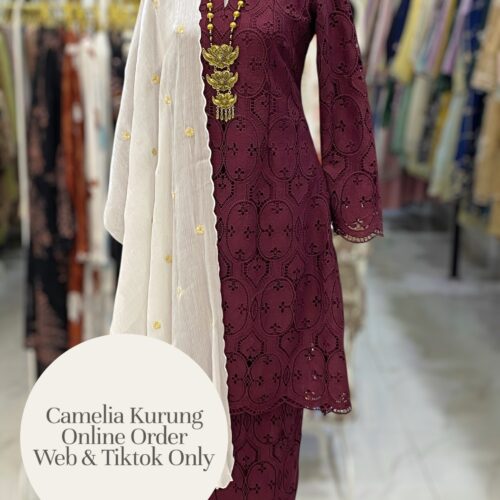 CAMELIA KURUNG PREMIUM LACE EMBROIDERY BURGUNDY