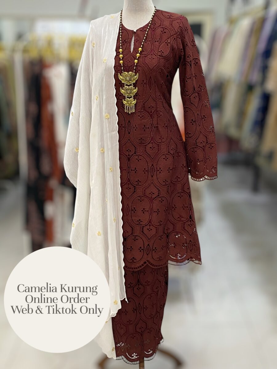 CAMELIA KURUNG PREMIUM LACE EMBROIDERY BROWN