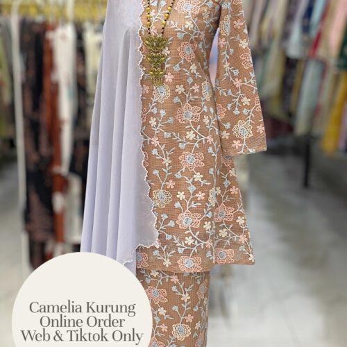 CAMELIA KURUNG PREMIUM LACE EMBROIDERY BROWN