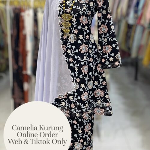CAMELIA KURUNG PREMIUM LACE EMBROIDERY BLACK