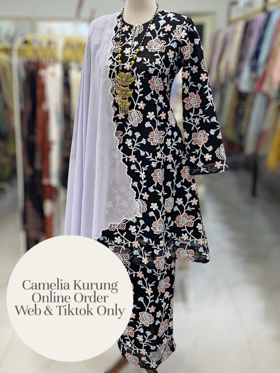 CAMELIA KURUNG PREMIUM LACE EMBROIDERY BLACK
