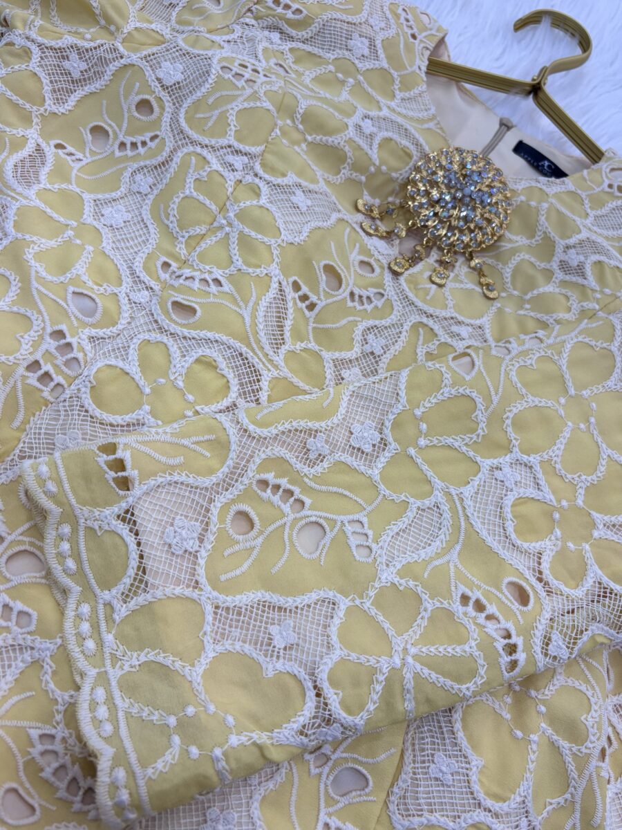 CAMELIA KURUNG PREMIUM GUIPURE LACE YELLOW - Image 2