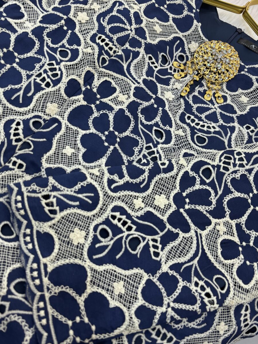CAMELIA KURUNG PREMIUM GUIPURE LACE NAVY BLUE - Image 2