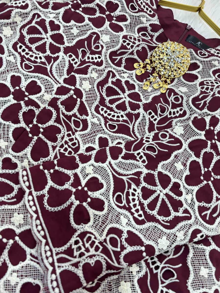 CAMELIA KURUNG PREMIUM GUIPURE LACE MAROON - Image 2