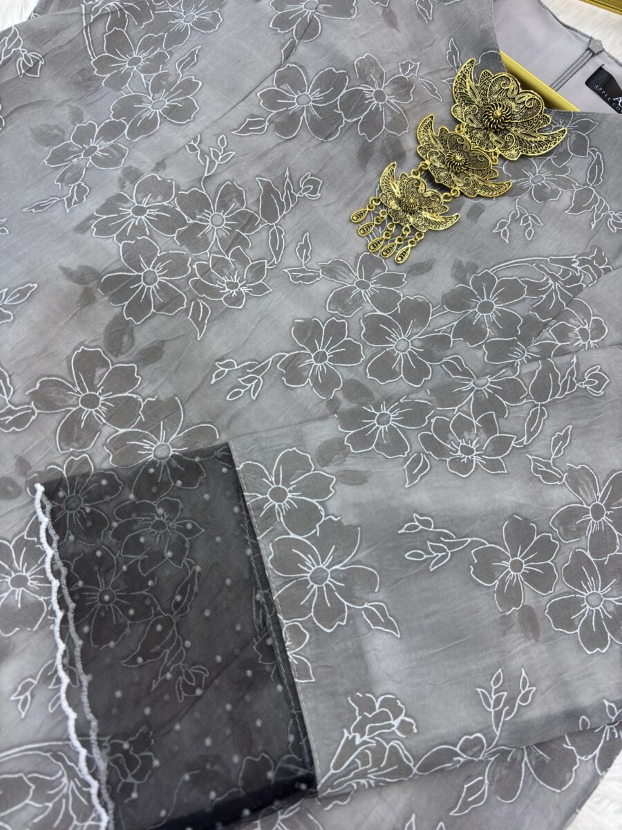 CAMELIA KURUNG PREMIUM ORGANZA ASH GRAY - Image 2