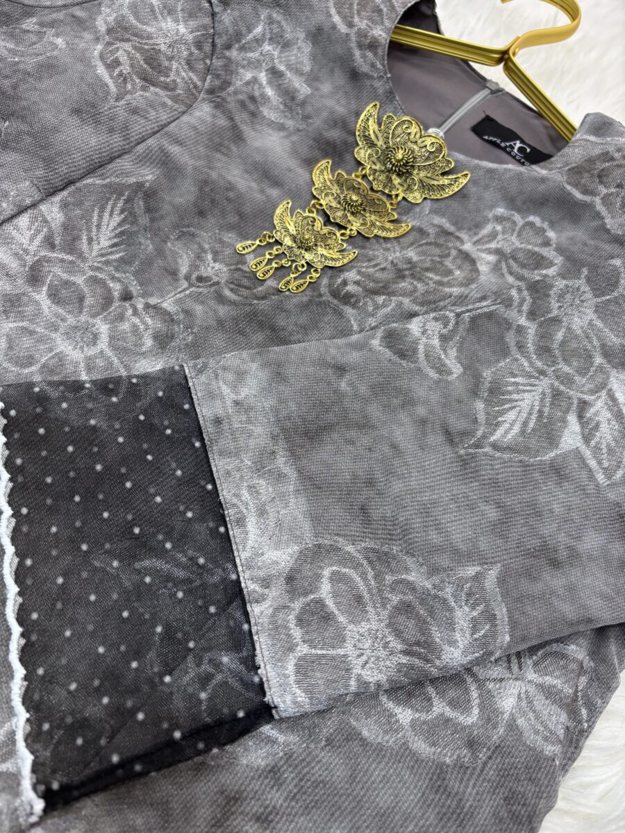 CAMELIA KURUNG PREMIUM SOFT JACQUARD CHARCOAL GREY - Image 2