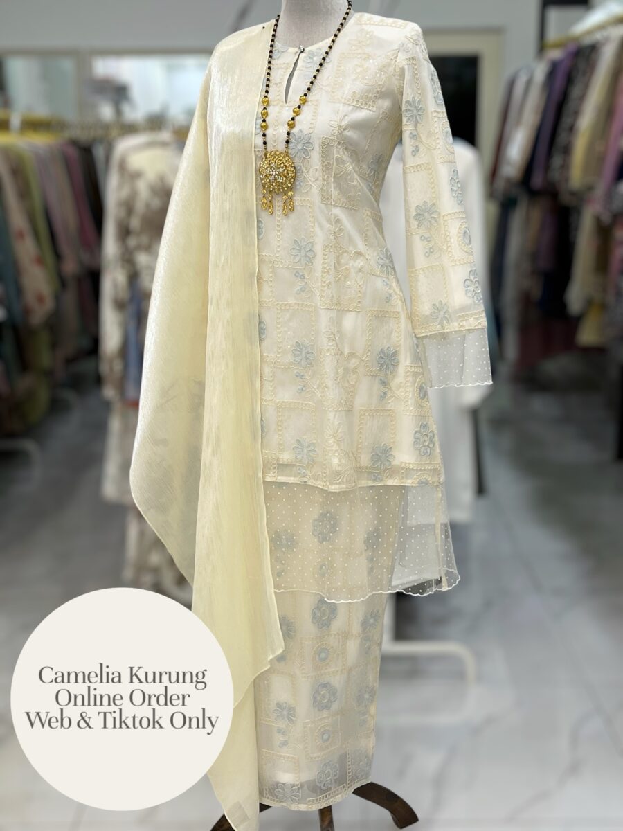CAMELIA KURUNG PREMIUM ORGANZA EMBROIDERY OFF WHITE