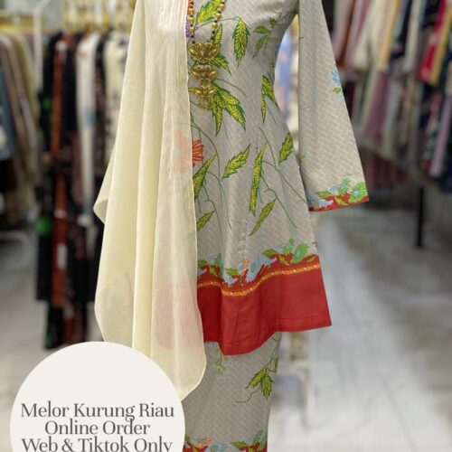 MELOR KURUNG RIAU BATIK COTTON GREY RED