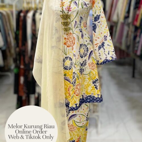 MELOR KURUNG RIAU BATIK COTTON YELLOW BLUE