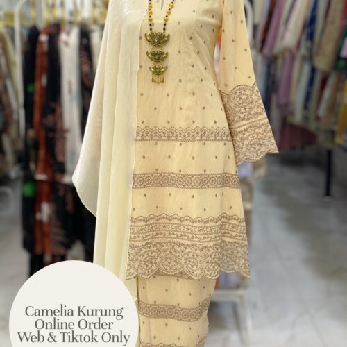 CAMELIA KURUNG PREMIUM ORGANZA SHIMMER CREAM