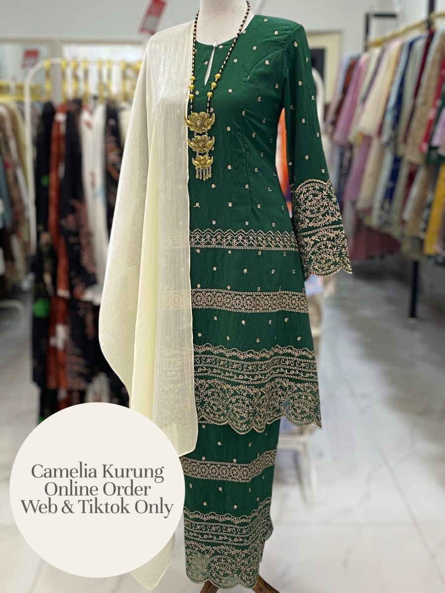 CAMELIA KURUNG PREMIUM ORGANZA SHIMMER EMERALD GREEN