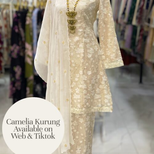 CAMELIA KURUNG PREMIUM SOFT JAQUARD WITH SEQUINS CHAMPAGNE