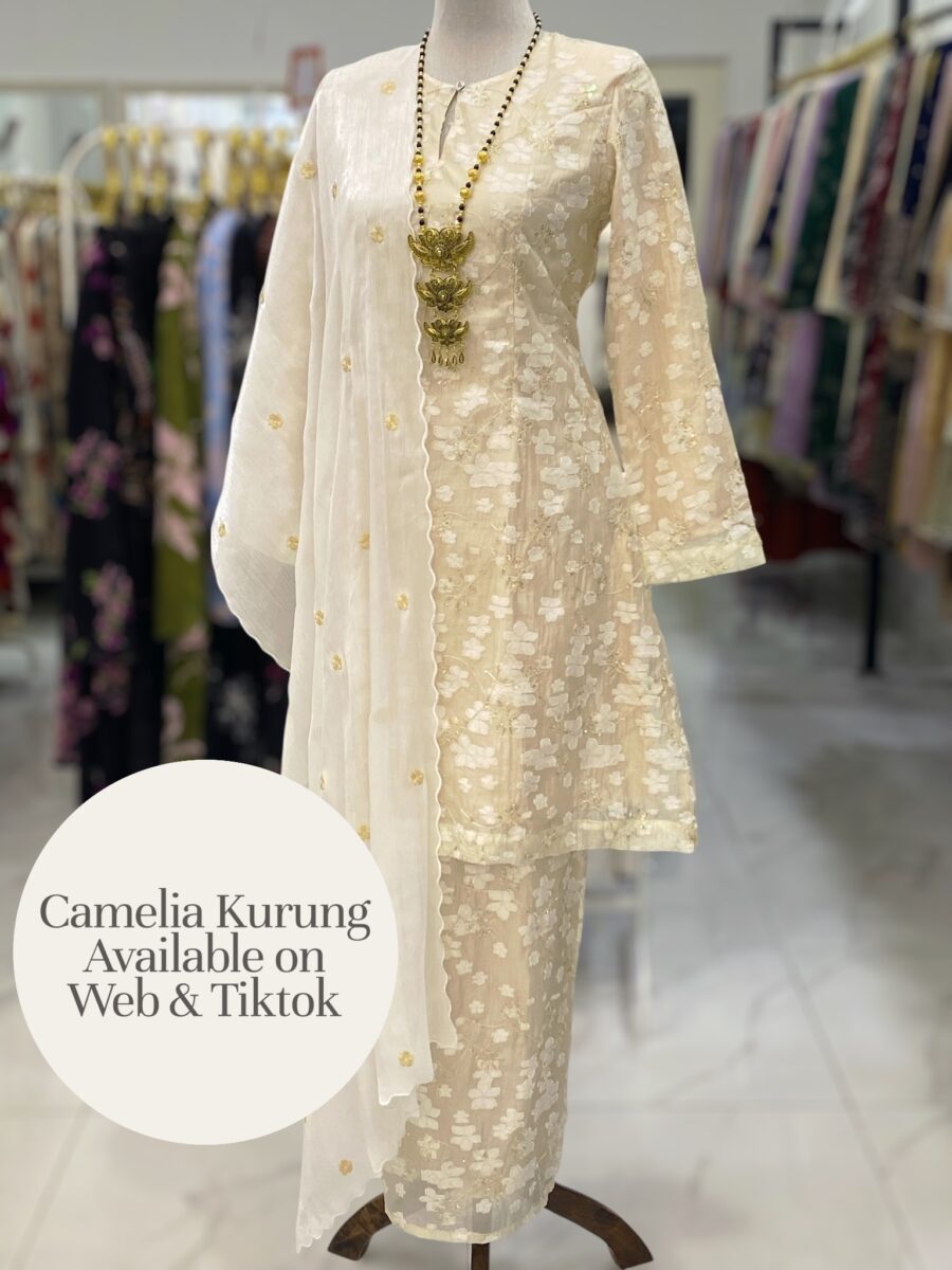 CAMELIA KURUNG PREMIUM SOFT JAQUARD WITH SEQUINS CHAMPAGNE