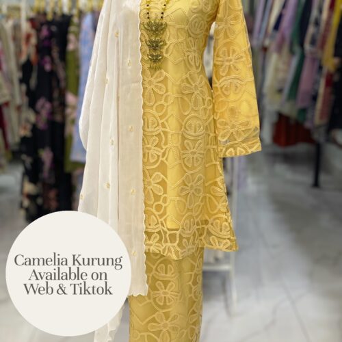CAMELIA KURUNG PREMIUM LACE EMBROIDERY YELLOW