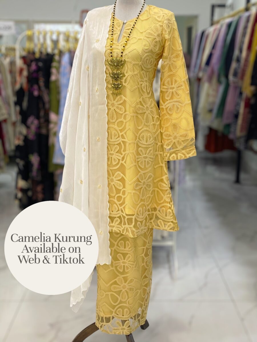 CAMELIA KURUNG PREMIUM LACE EMBROIDERY YELLOW