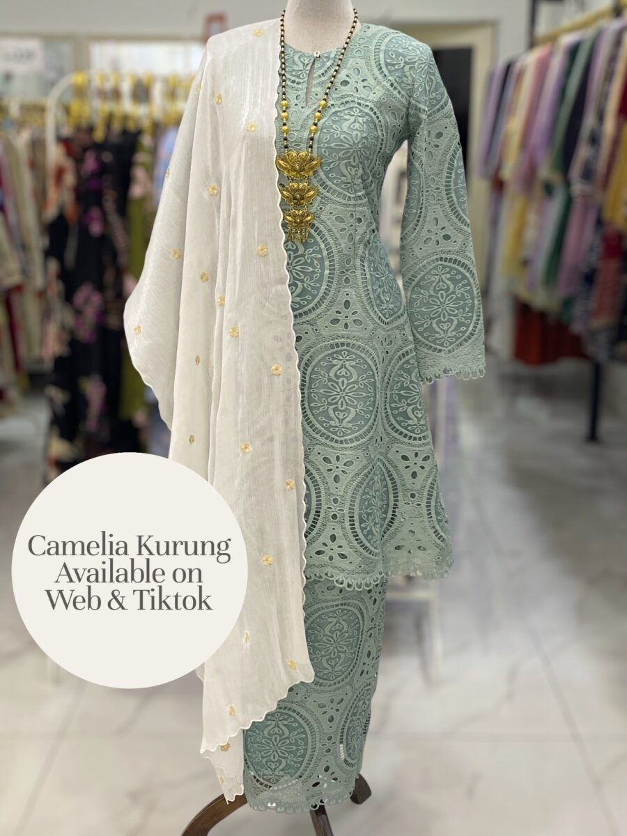 CAMELIA KURUNG PREMIUM LACE EMBROIDERY MINT