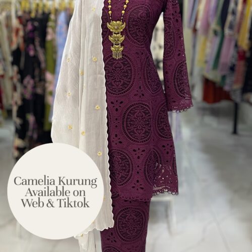 CAMELIA KURUNG PREMIUM LACE EMBROIDERY DARK WINE