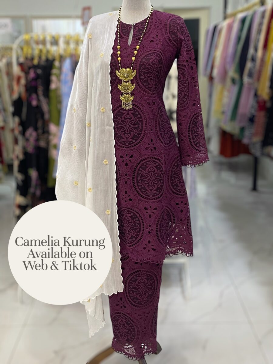 CAMELIA KURUNG PREMIUM LACE EMBROIDERY DARK PURPLE
