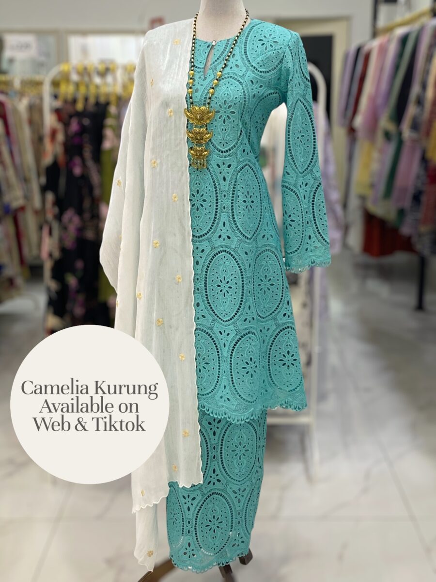 CAMELIA KURUNG PREMIUM LACE EMBROIDERY TURQUOISE