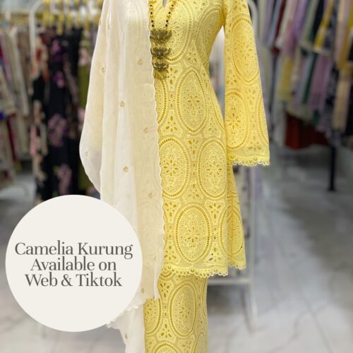 CAMELIA KURUNG PREMIUM LACE EMBROIDERY YELLOW
