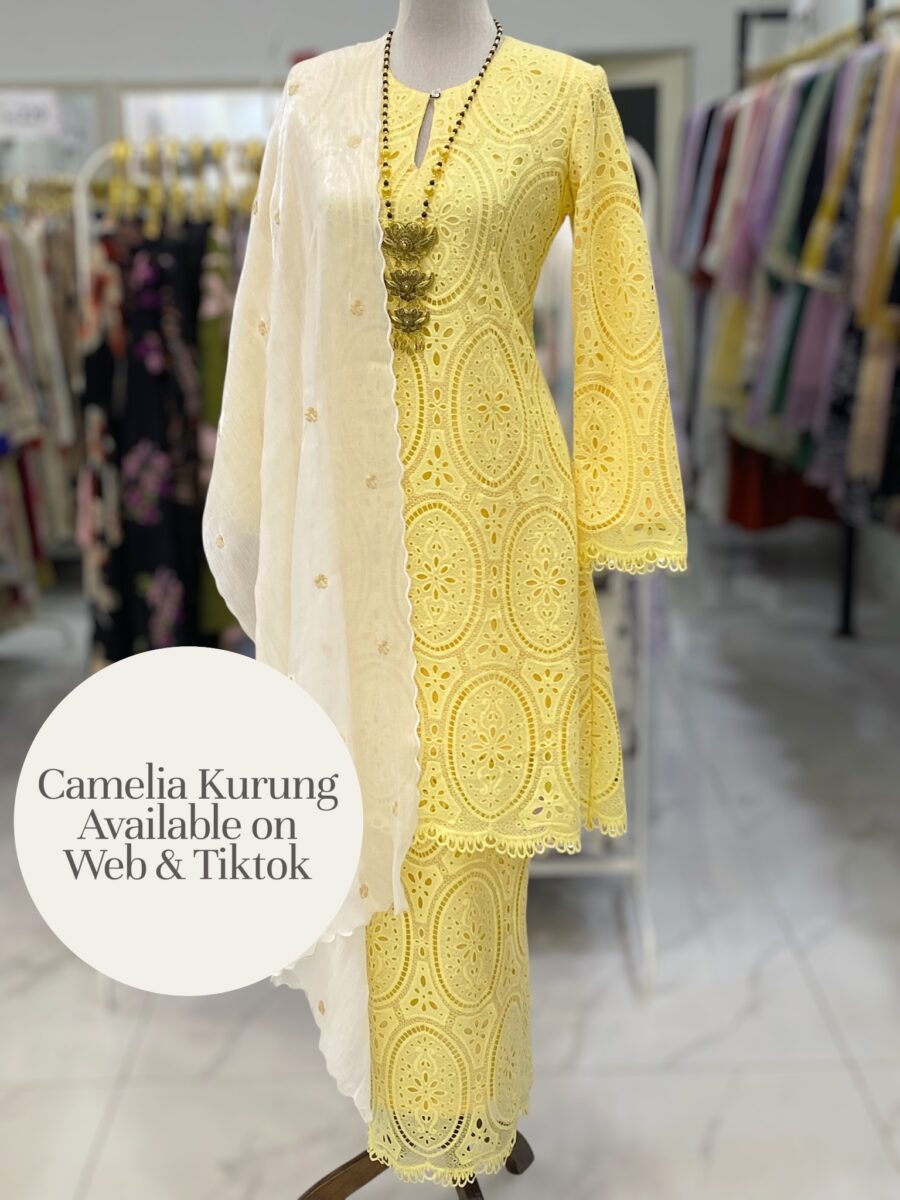 CAMELIA KURUNG PREMIUM LACE EMBROIDERY YELLOW