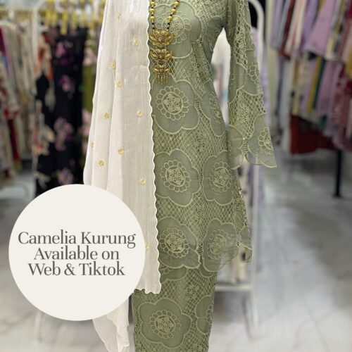 CAMELIA KURUNG PREMIUM LACE EMBROIDERY SAGE GREEN