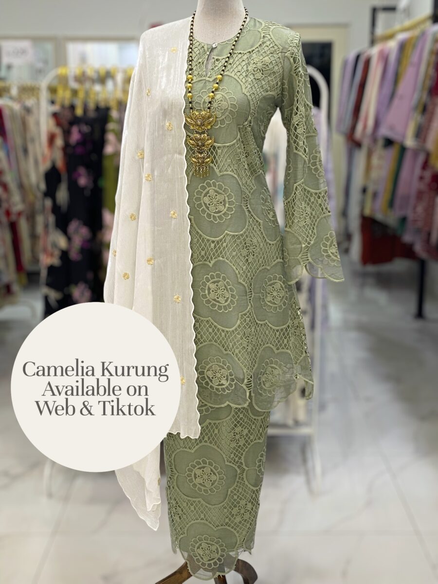 CAMELIA KURUNG PREMIUM LACE EMBROIDERY SAGE GREEN