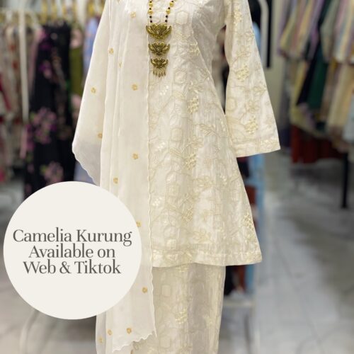 CAMELIA KURUNG PREMIUM SOFT JAQUARD WITH SEQUINS OFF WHITE