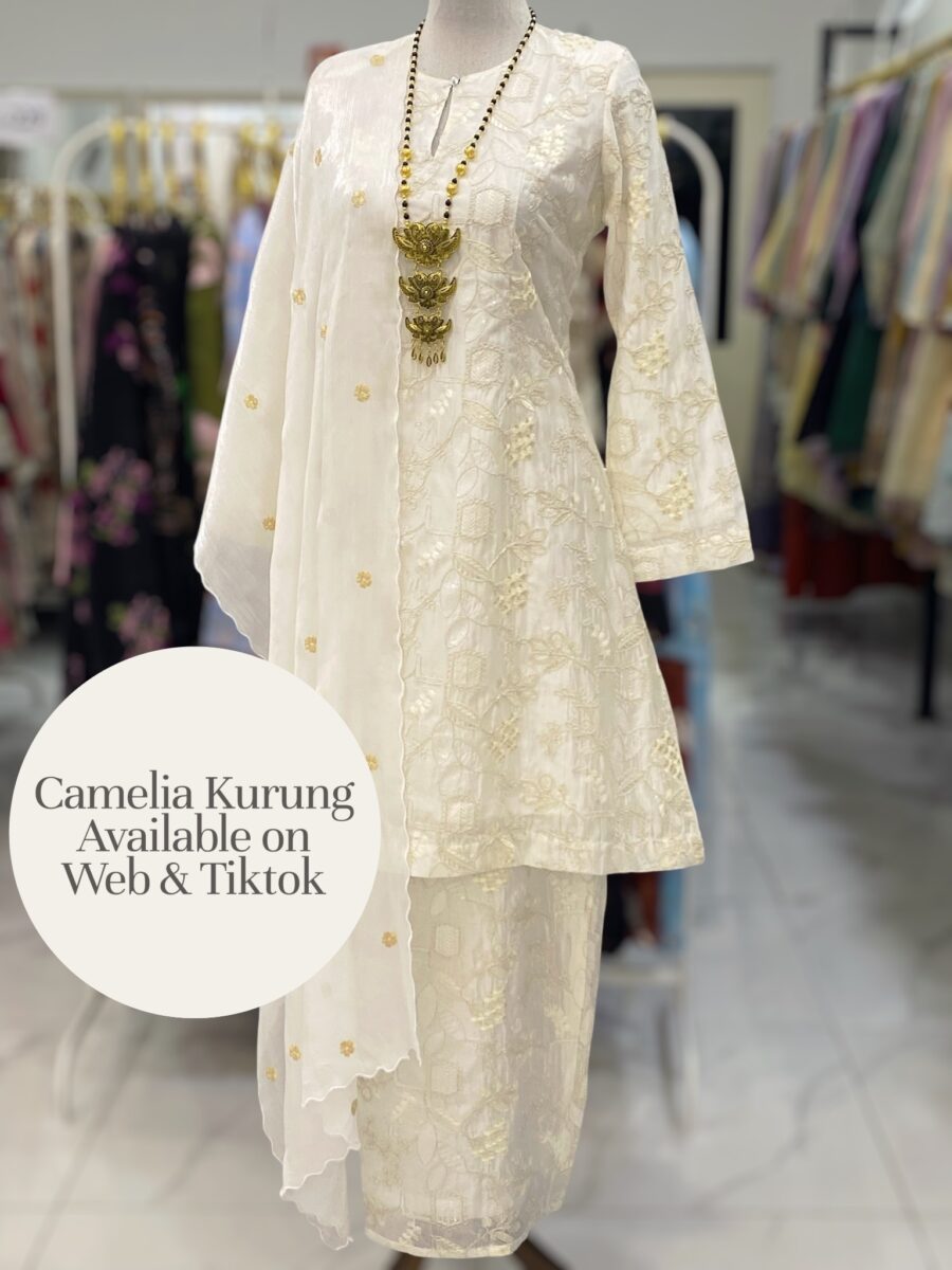 CAMELIA KURUNG PREMIUM SOFT JAQUARD WITH SEQUINS OFF WHITE