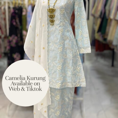 CAMELIA KURUNG PREMIUM SOFT JAQUARD WITH SEQUINS SOFT BLUE