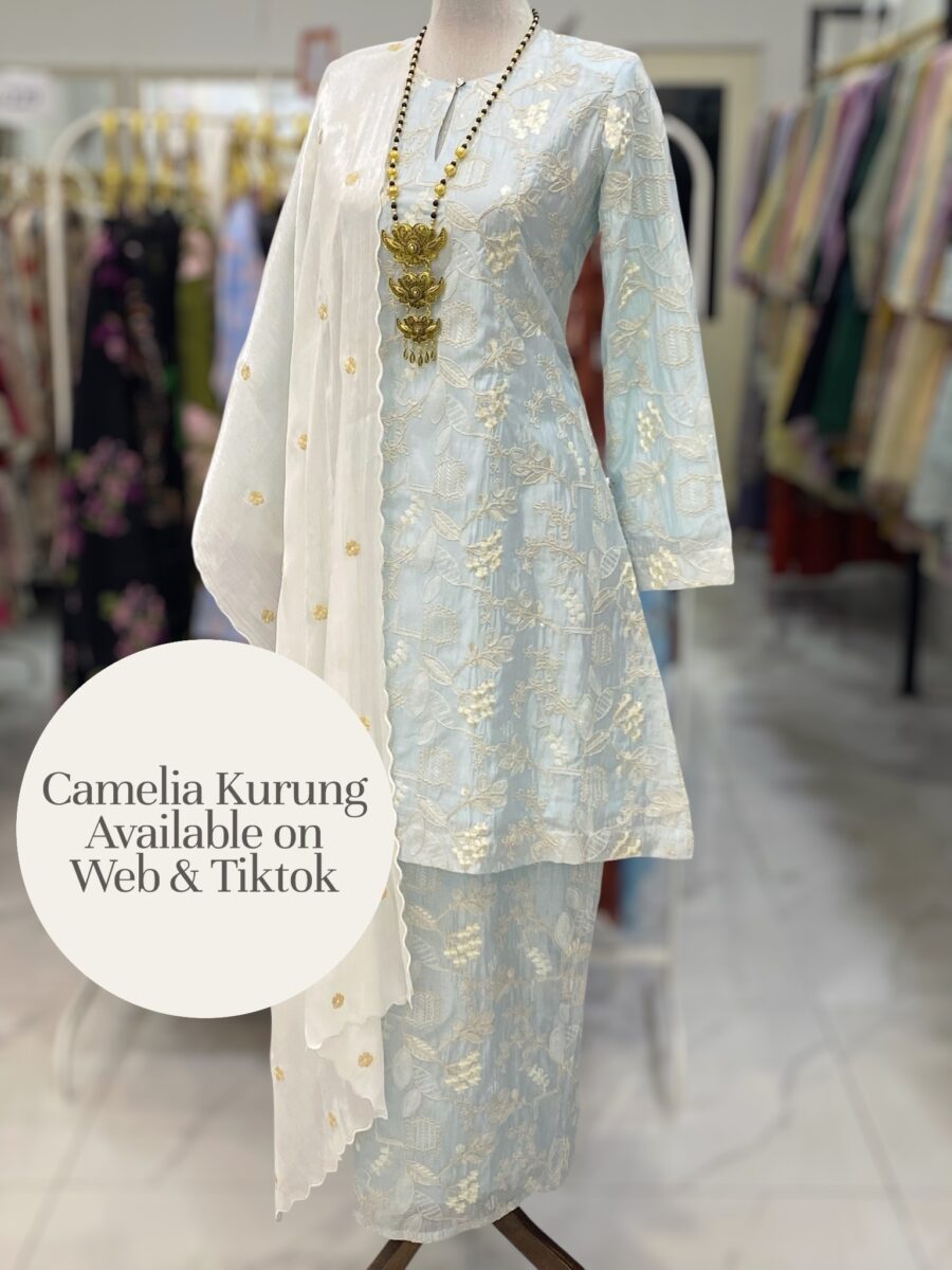 CAMELIA KURUNG PREMIUM SOFT JAQUARD WITH SEQUINS SOFT BLUE