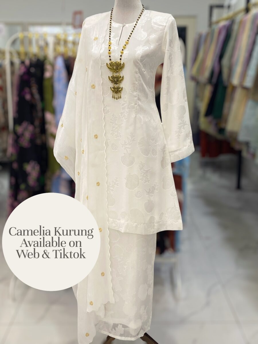 CAMELIA KURUNG EMBOSS CHIFFON WHITE