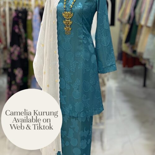 CAMELIA KURUNG EMBOSS CHIFFON TEAL BLUE