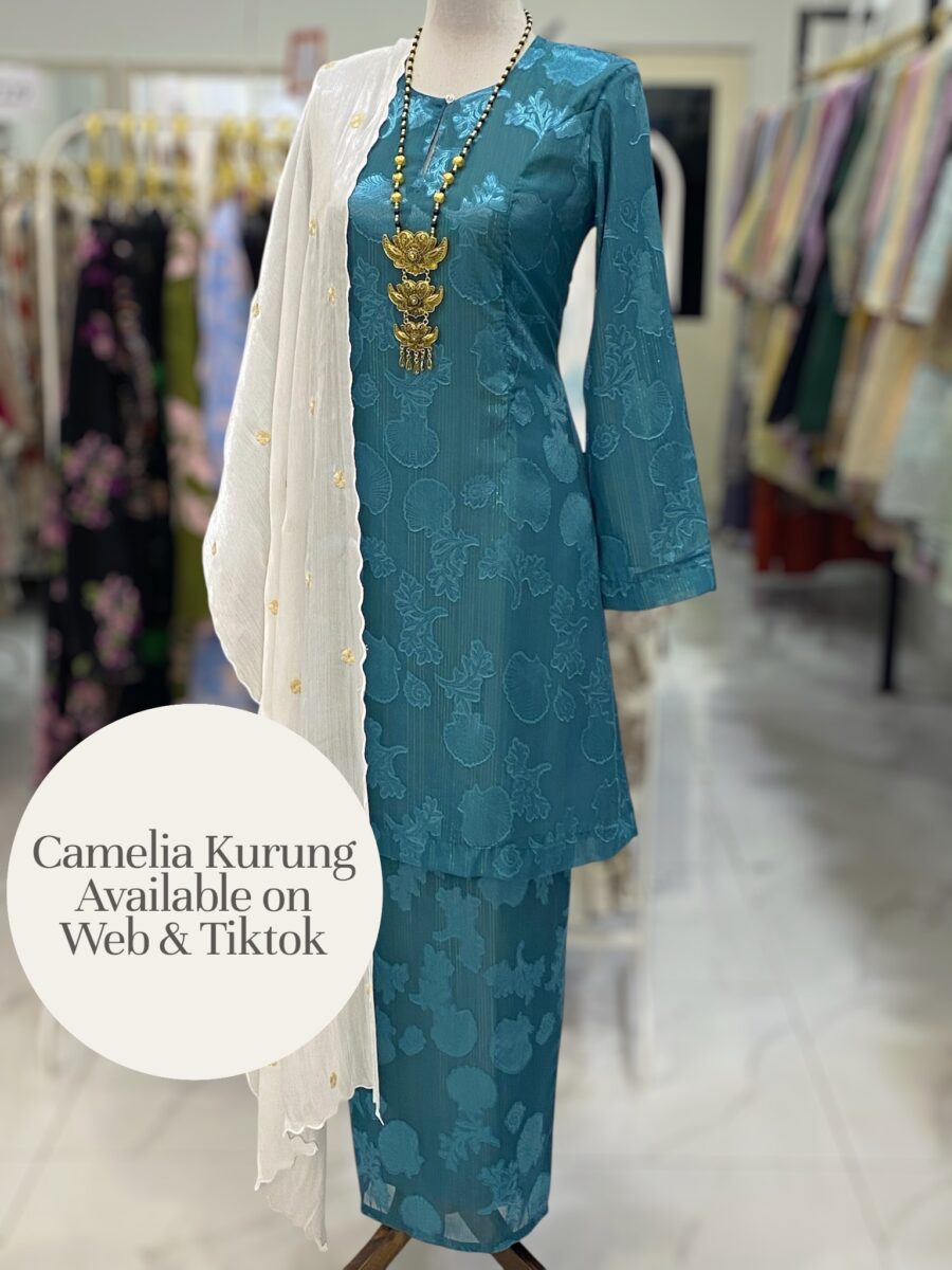 CAMELIA KURUNG EMBOSS CHIFFON TEAL BLUE