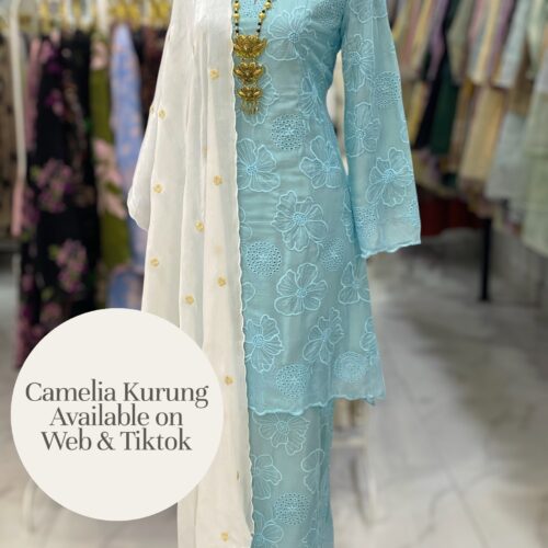 CAMELIA KURUNG PREMIUM SOFT ORGANZA SKY BLUE