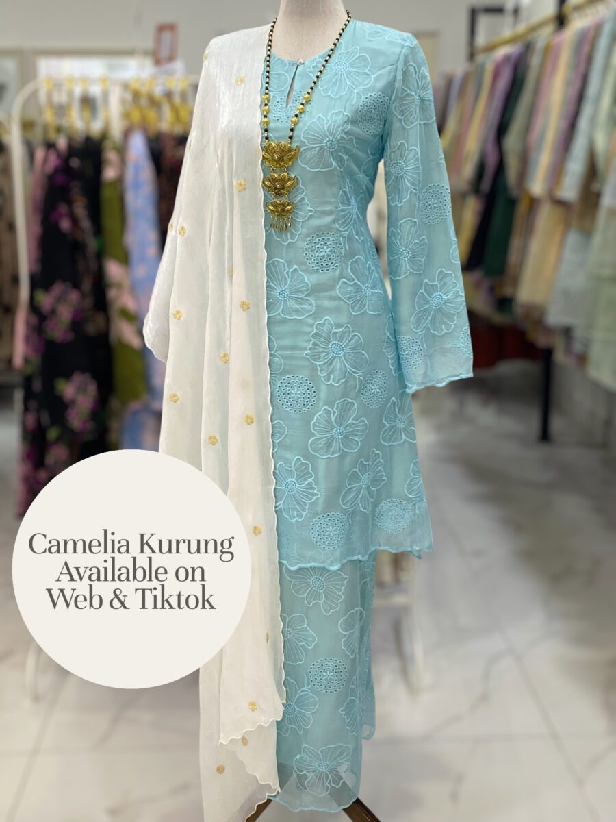 CAMELIA KURUNG PREMIUM SOFT ORGANZA SKY BLUE