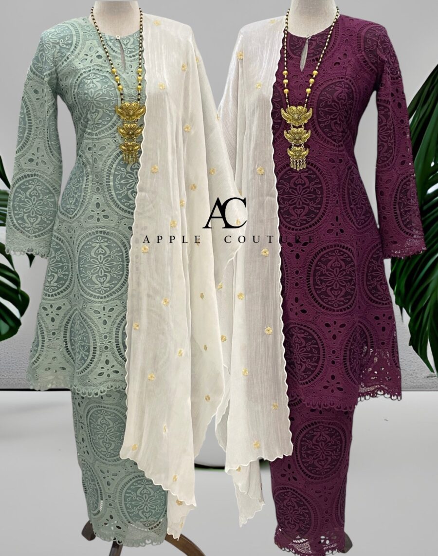 CAMELIA KURUNG PREMIUM LACE EMBROIDERY MINT - Image 2