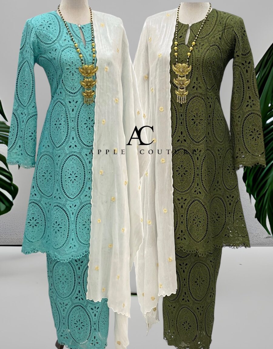 CAMELIA KURUNG PREMIUM LACE EMBROIDERY TURQUOISE - Image 2