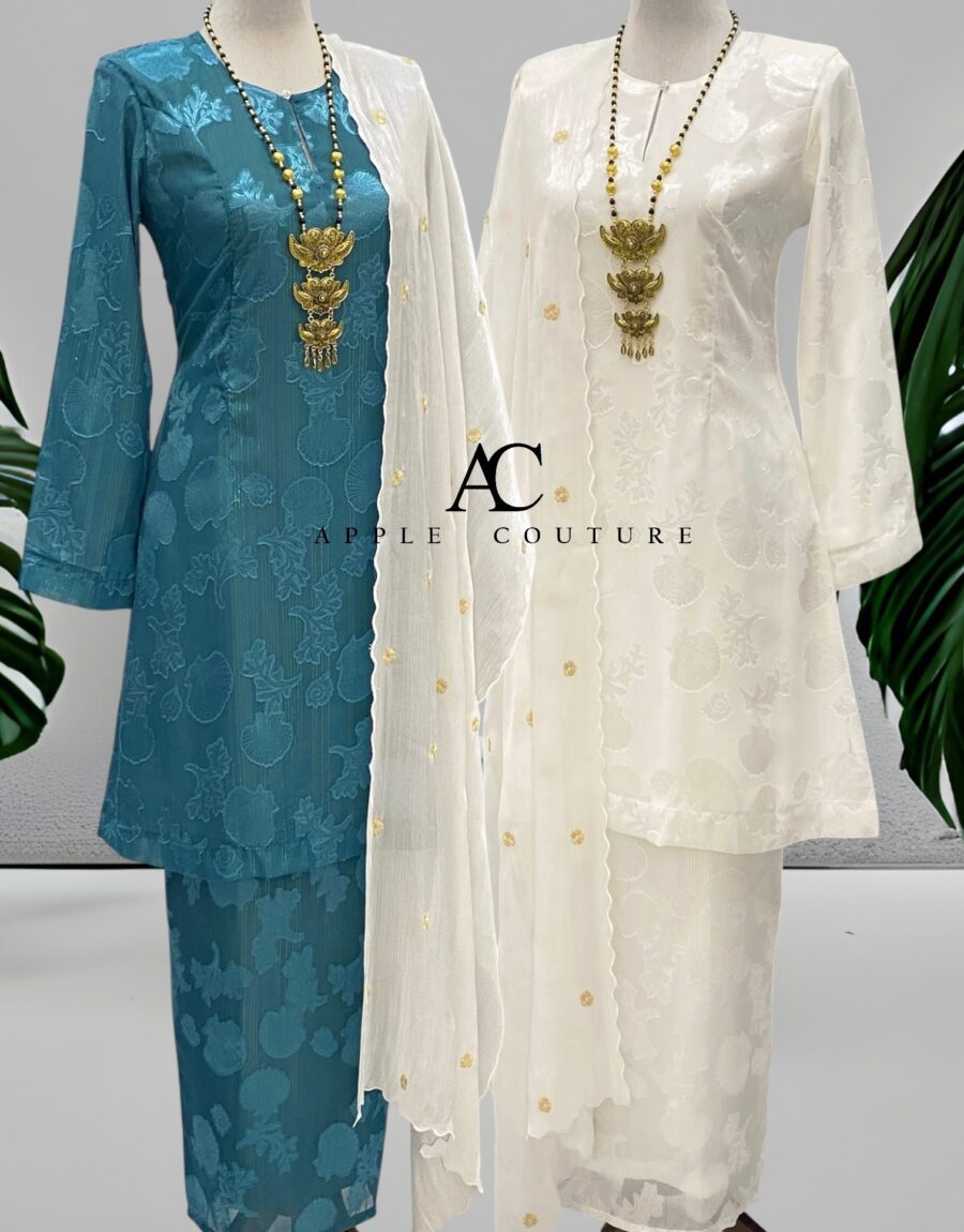 CAMELIA KURUNG EMBOSS CHIFFON TEAL BLUE - Image 4