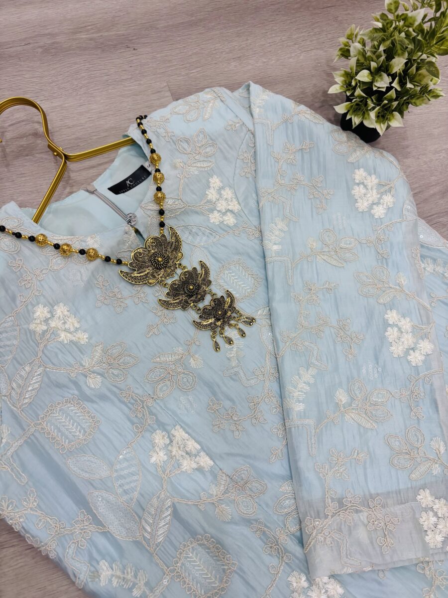 CAMELIA KURUNG PREMIUM SOFT JAQUARD WITH SEQUINS SOFT BLUE - Image 2
