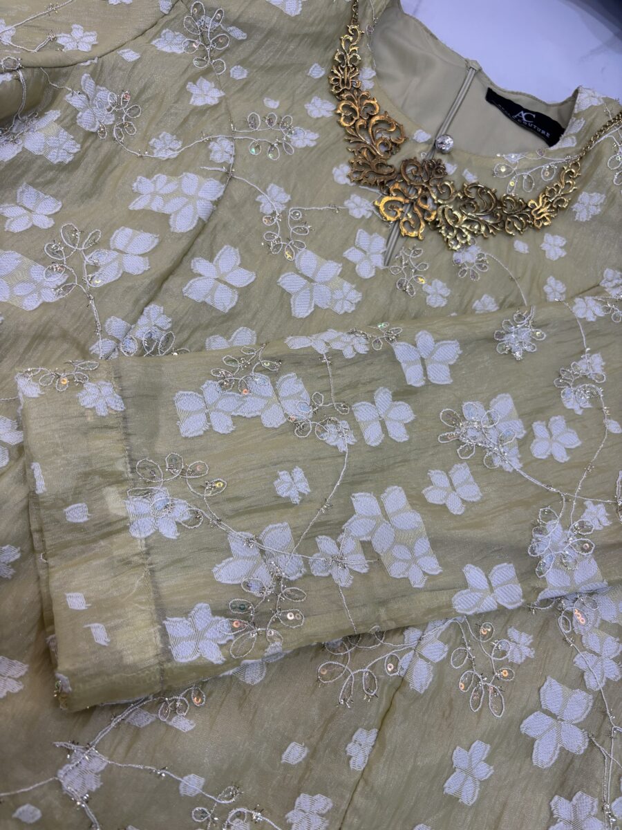 CAMELIA KURUNG PREMIUM SOFT JAQUARD WITH SEQUINS LIME YELLOW - Image 3