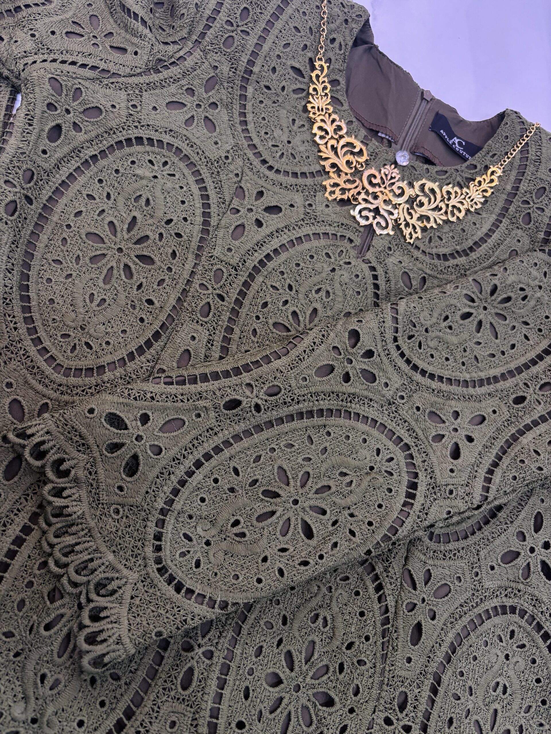 CAMELIA KURUNG PREMIUM LACE EMBROIDERY OLIVE GREEN - Image 2