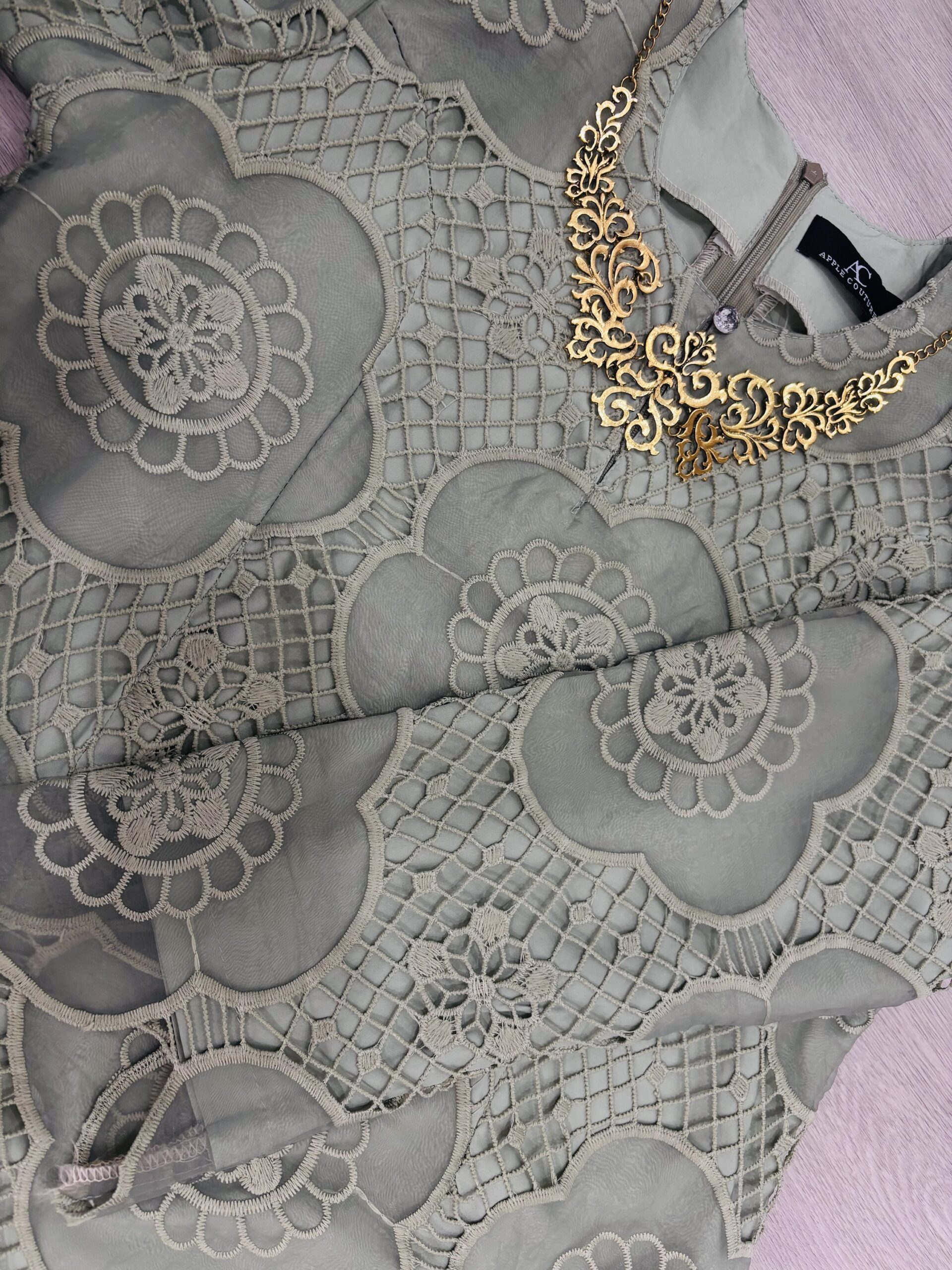 CAMELIA KURUNG PREMIUM LACE EMBROIDERY SAGE GREEN - Image 2