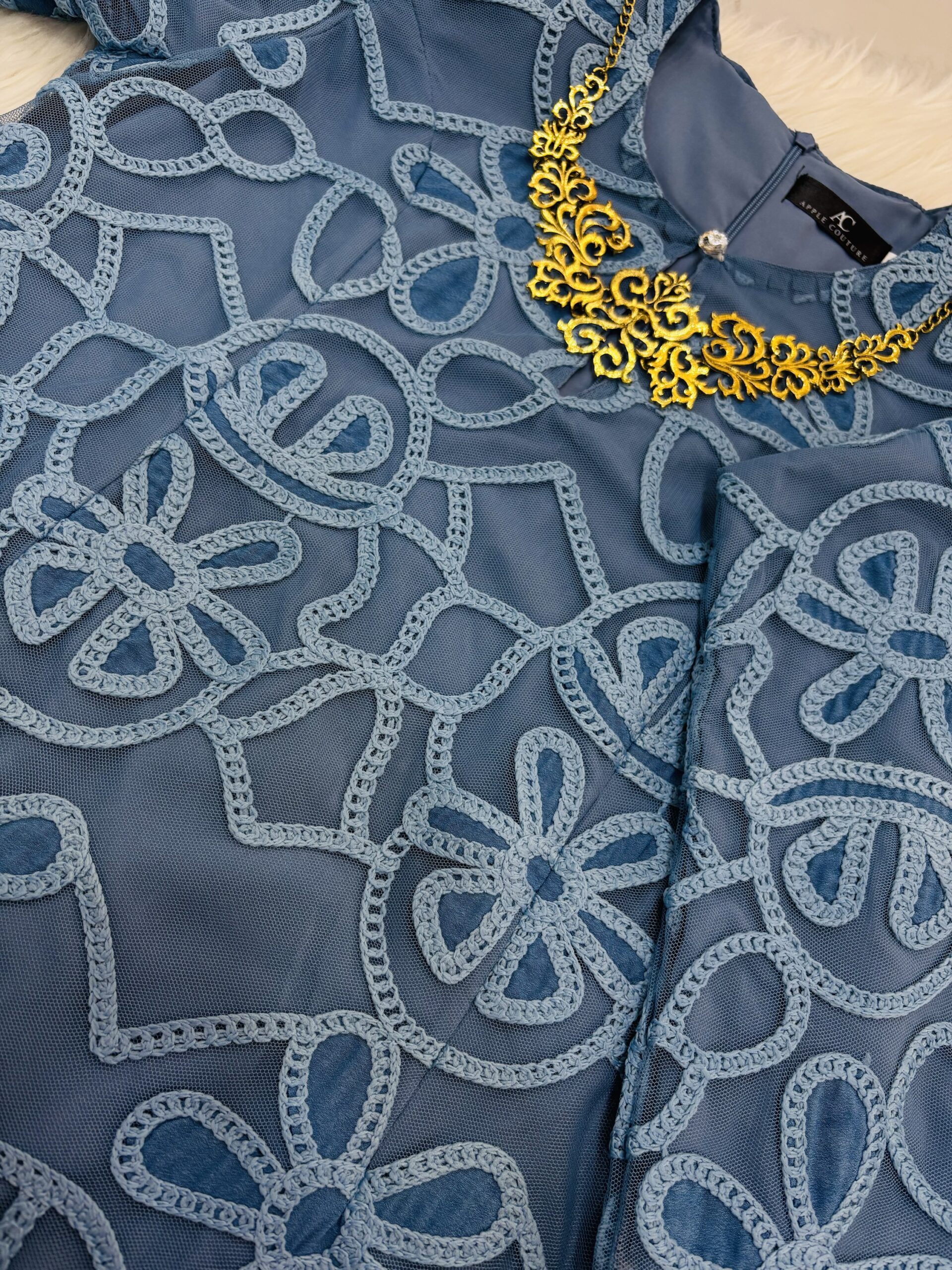 CAMELIA KURUNG PREMIUM LACE EMBROIDERY ASH BLUE - Image 2