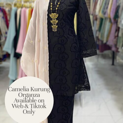 CAMELIA KURUNG PREMIUM ORGANZA FLOWER BLACK