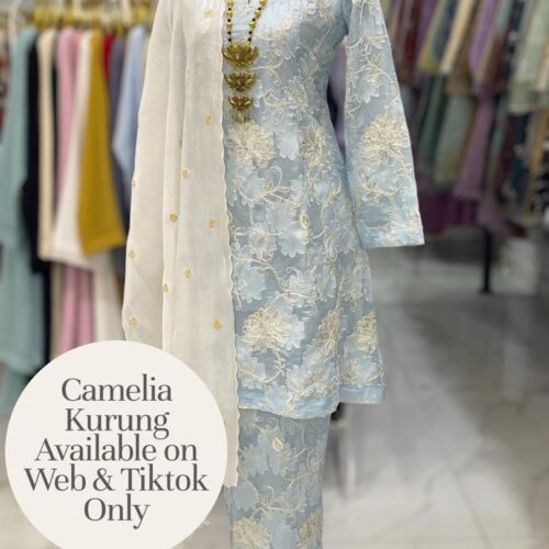 CAMELIA KURUNG PREMIUM SOFT JAQUARD WITH SEQUINS LIGHT BLUE