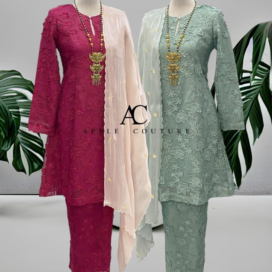 CAMELIA KURUNG PREMIUM LACE DARK FUSCHIA - Image 3