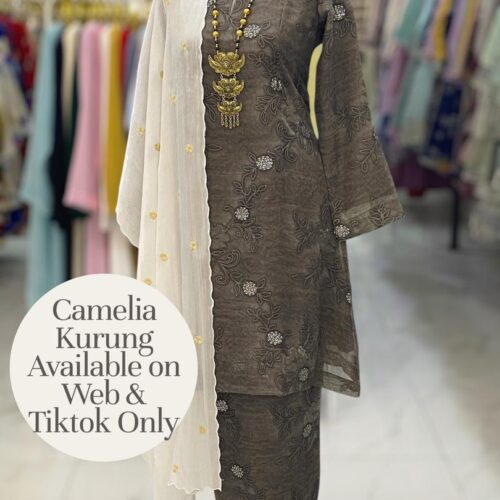 CAMELIA KURUNG MODERN SILK BLEND EMBROIDERY DARK GREY