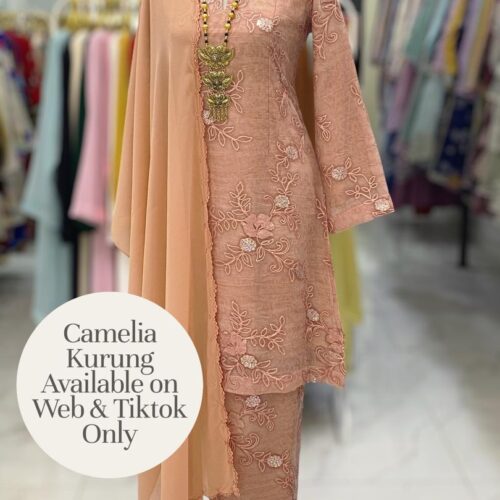 CAMELIA KURUNG MODERN SILK BLEND EMBROIDERY PEACH SALMON
