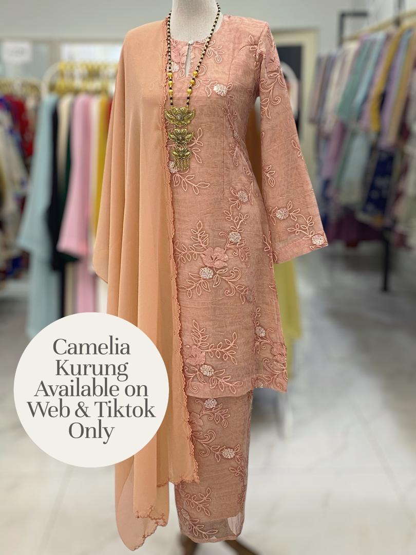 CAMELIA KURUNG MODERN SILK BLEND EMBROIDERY PEACH SALMON